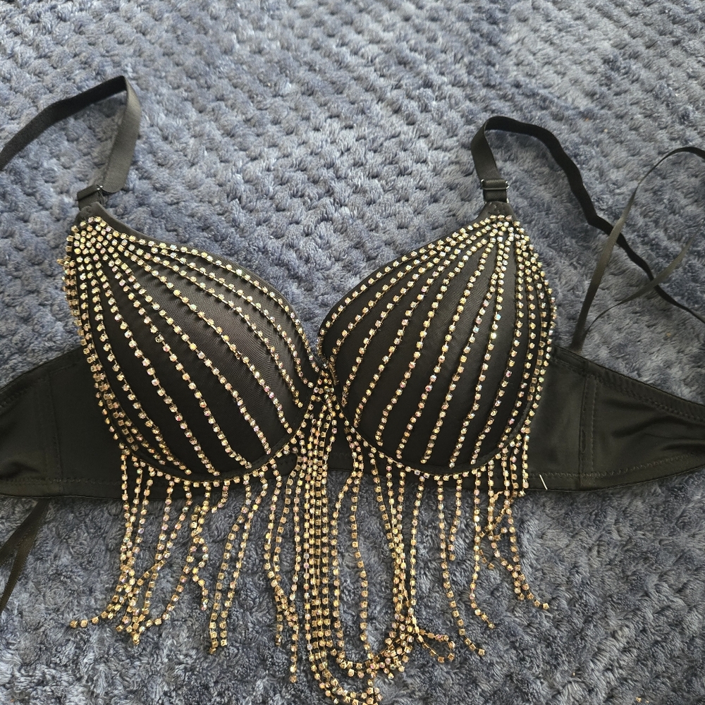 Windsor Black Beaded Bra Size S Nwt